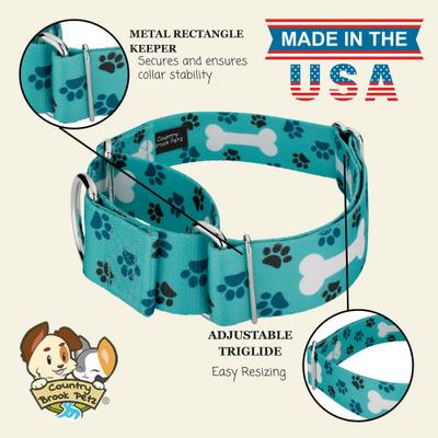 Show full view: Country Brook Petz HossFit Jr Oh My Dog Wide Martingale Dog Collar, Blue, X-Large slide 10 of 10