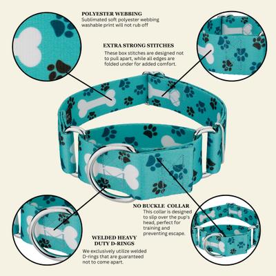 Show full view: Country Brook Petz HossFit Jr Oh My Dog Wide Martingale Dog Collar, Blue, X-Large slide 9 of 10