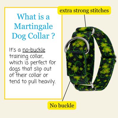 Show full view: Country Brook Petz HossFit Jr Clovers in the Wind Wide Martingale Dog Collar, Green, Large slide 6 of 10