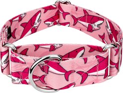 Country Brook Petz HossFit Jr Pink Sharks Wide Martingale Dog Collar, Pink, Large