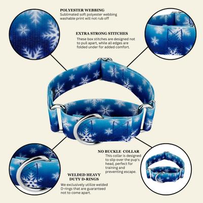 Show full view: Country Brook Petz HossFit Jr Winter Wonderland Wide Martingale Dog Collar, Large slide 8 of 9