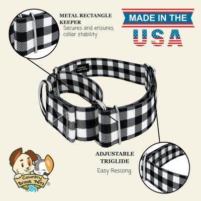 Show full view: Country Brook Petz HossFit Jr Buffalo Plaid Wide Martingale Dog Collar, Black, X-Large: 23 to 31-in neck, 1.5-in wide slide 9 of 9