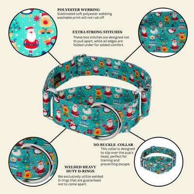 Show full view: Country Brook Petz HossFit Jr Santa & Friends Wide Martingale Dog Collar, Medium slide 6 of 8
