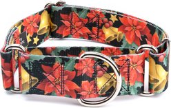 Country Brook Petz HossFit Jr Christmas Poinsettias Wide Martingale Dog Collar, Red, Medium, 15 to 21-in neck, 1.5-in wide