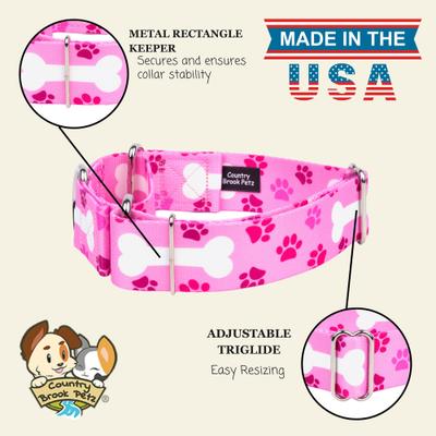 Show full view: Country Brook Petz HossFit Jr Oh My Dog Wide Martingale Dog Collar, Pink, Large slide 9 of 9
