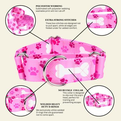 Show full view: Country Brook Petz HossFit Jr Oh My Dog Wide Martingale Dog Collar, Pink, Large slide 8 of 9