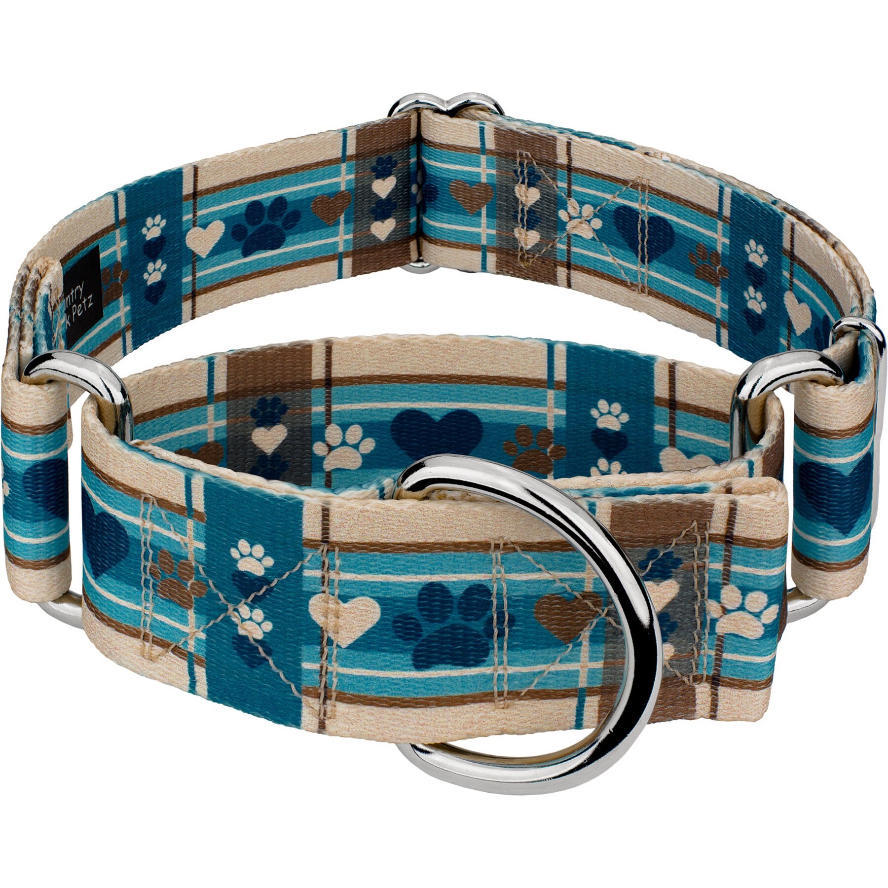 Country Brook Petz HossFit Jr Puppy Picnic Wide Martingale Dog Collar, Brown, X-Large