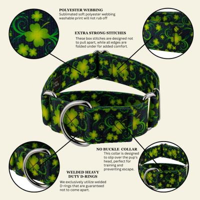 Show full view: Country Brook Petz HossFit Jr Clovers in the Wind Wide Martingale Dog Collar, Green, Large slide 9 of 10