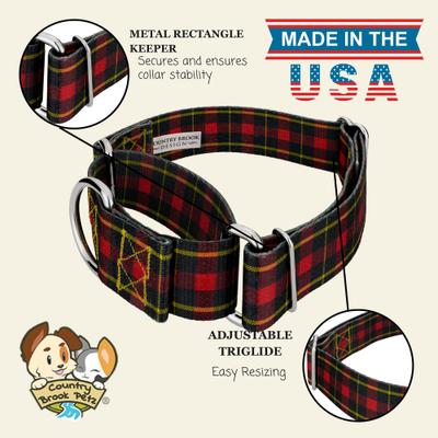 Show full view: Country Brook Petz HossFit Jr Buffalo Plaid Wide Martingale Dog Collar, Red, Large: 18 to 26-in neck, 1.5-in wide slide 2 of 9