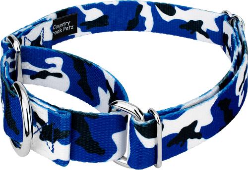 Show full view: Country Brook Petz Camo Martingale Dog Collar, Royal Blue & White, Large: 18 to 26-in neck, 1-in wide slide 3 of 5