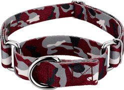 Country Brook Petz Camo Martingale Dog Collar, Crimson & White, Medium: 15 to 21-in neck, 1-in wide