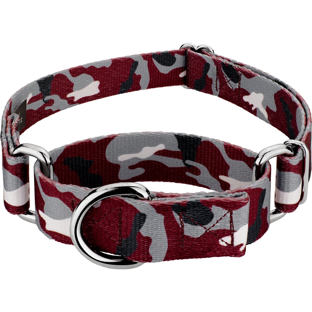 Country Brook Petz Camo Martingale Dog Collar, Crimson & White, XX-Small: 7 to 10-in neck, 1/2-in wide