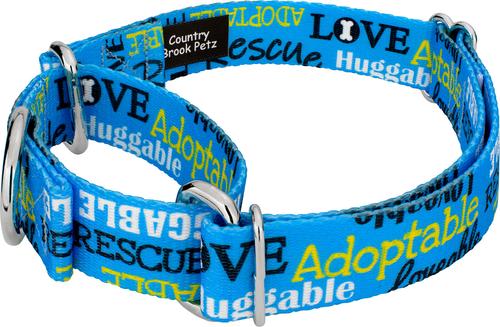 Show full view: Country Brook Petz Loveable Rescue Martingale Dog Collar, Blue, Small: 11 to 15-in neck, 5/8-in wide slide 3 of 5