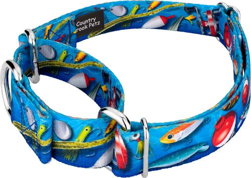 Show full view: Country Brook Petz Gone Fishin' Martingale Dog Collar, Small: 11 to 15-in neck, 5/8-in wide slide 4 of 6