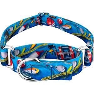 Country Brook Petz Gone Fishin' Martingale Dog Collar, Small: 11 to 15-in neck, 5/8-in wide