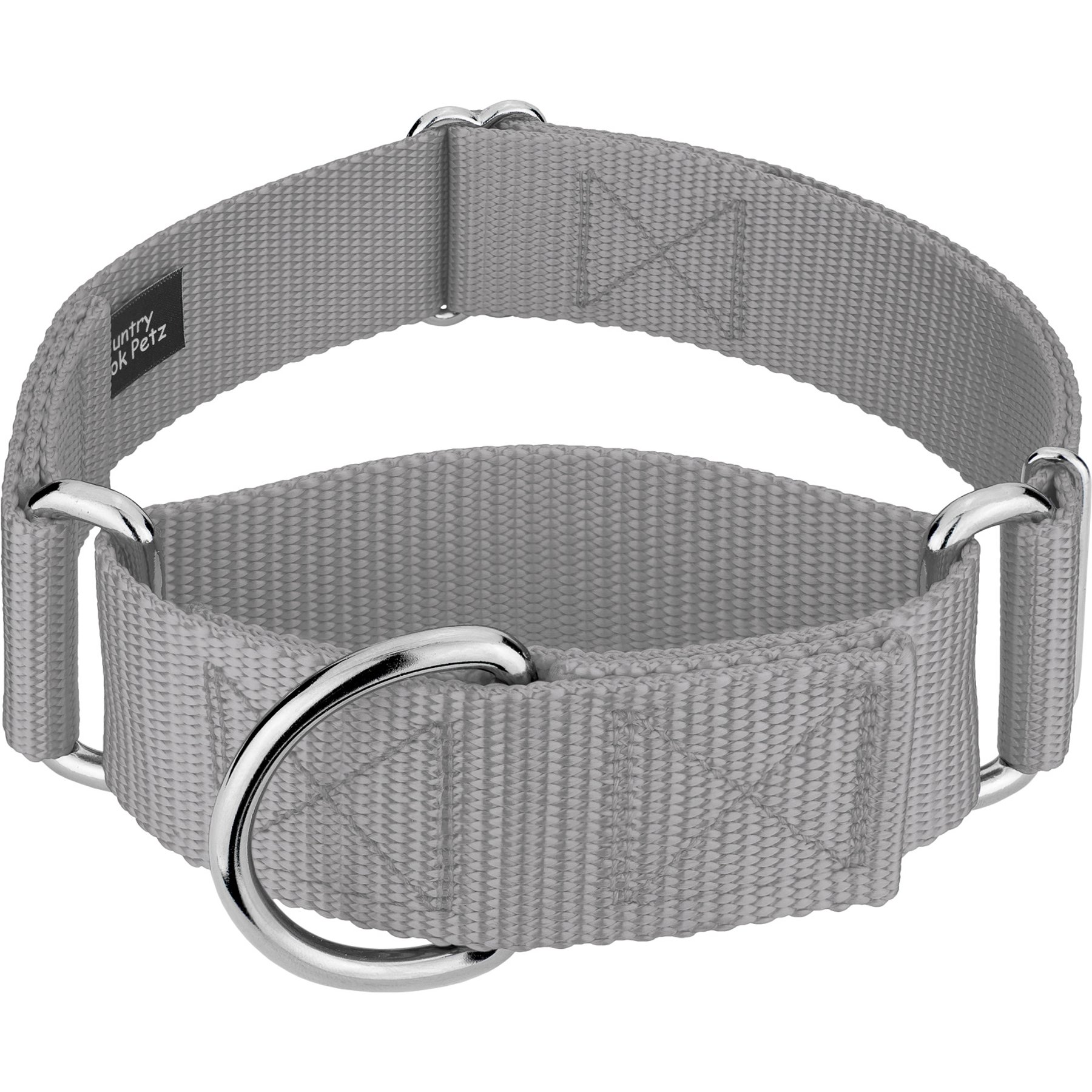 Country Brook Petz HossFit Jr Wide Training Martingale Dog Collar, Silver, Medium: 15 to 21-in neck, 1.5-in wide