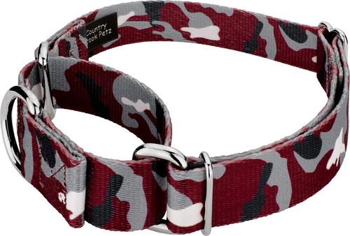 Show full view: Country Brook Petz Camo Martingale Dog Collar, Crimson & White, Medium: 15 to 21-in neck, 1-in wide slide 3 of 5