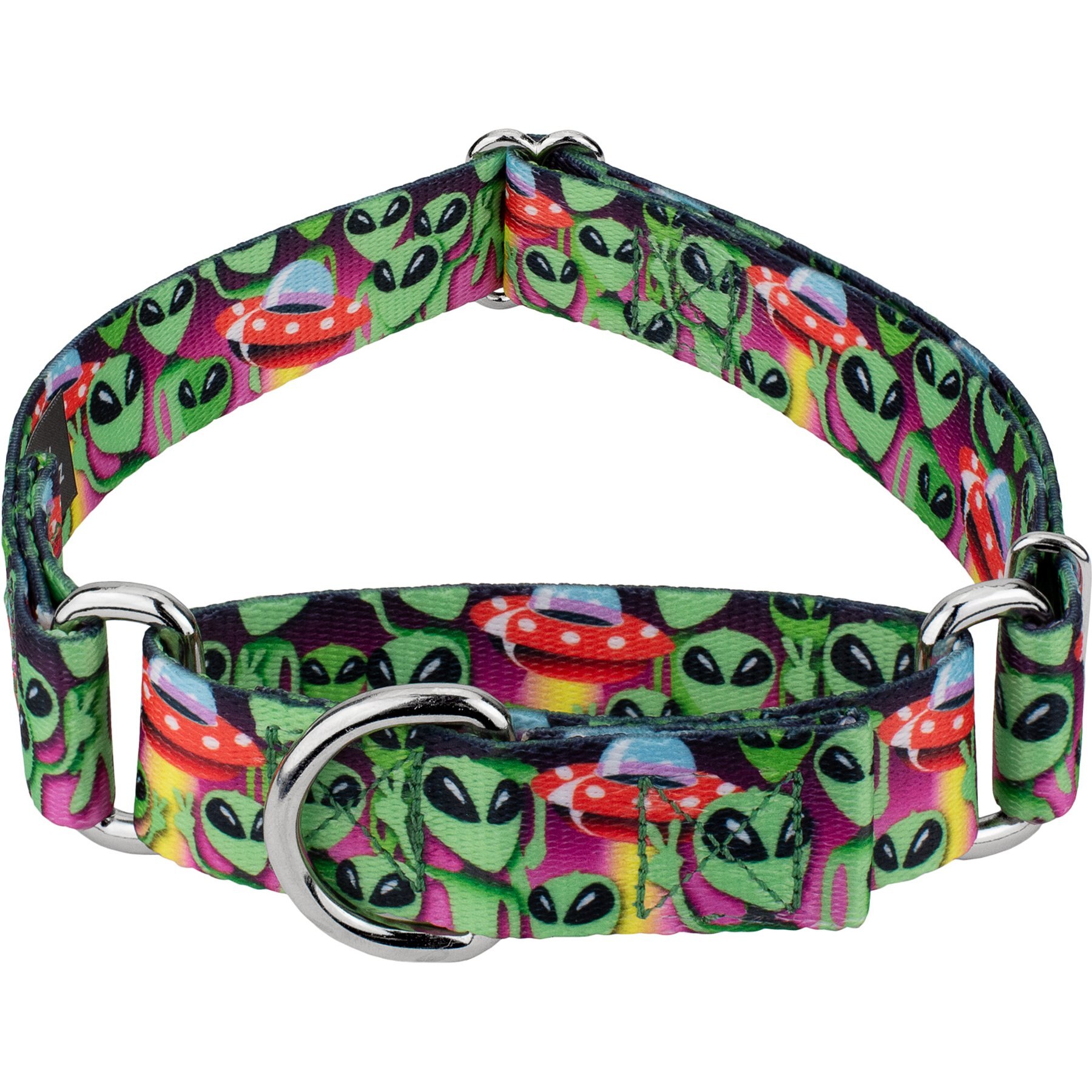 Country Brook Petz Space Aliens Martingale Dog Collar, Medium: 15 to 21-in neck, 1-in wide