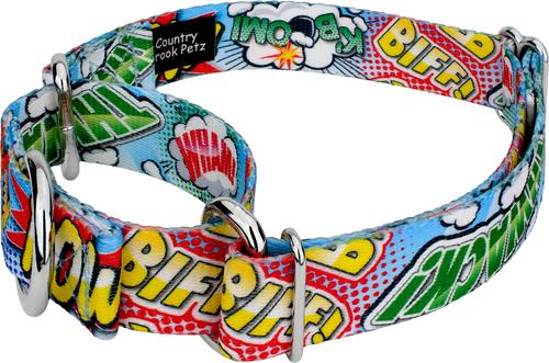 Show full view: Country Brook Petz Comic Pop Martingale Dog Collar, Large: 18 to 26-in neck, 1-in wide slide 3 of 5