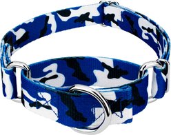Country Brook Petz Camo Martingale Dog Collar, Royal Blue & White, Medium: 15 to 21-in neck, 1-in wide