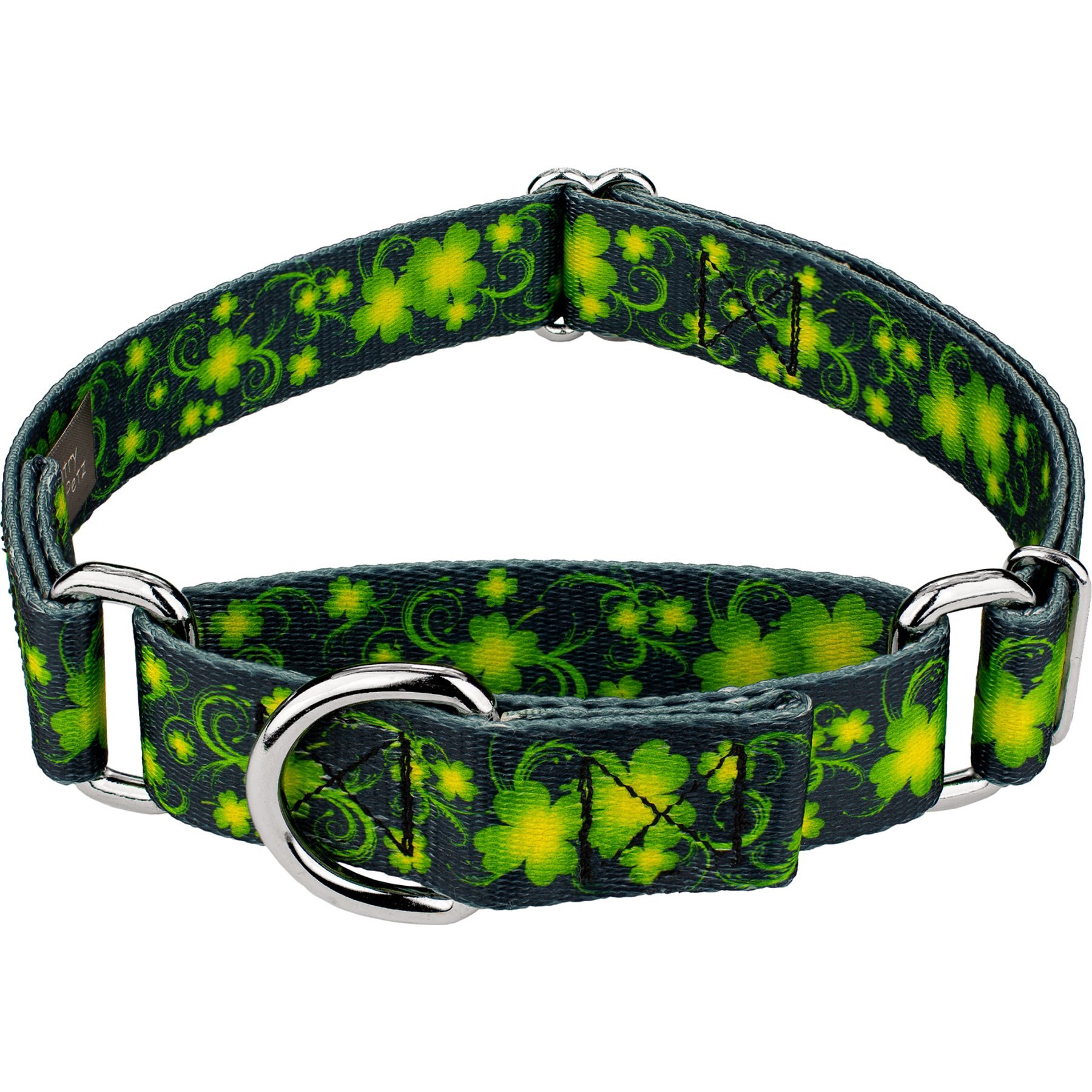 Country Brook Petz Clovers In The Wind Martingale Dog Collar, Medium: 15 to 21-in neck, 1-in wide