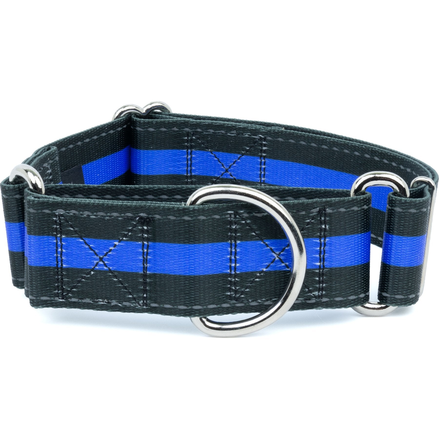 Country Brook Petz HossFit Jr Thin Blue Line Wide Reflective Martingale Dog Collar, X-Large: 23 to 31-in neck, 1.5-in wide
