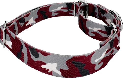 Show full view: Country Brook Petz Camo Martingale Dog Collar, Crimson & White, Medium: 15 to 21-in neck, 1-in wide slide 4 of 5