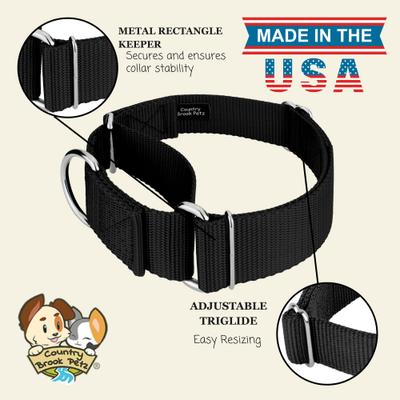 Show full view: Country Brook Petz HossFit Jr Wide Training Martingale Dog Collar, Black, Large: 18 to 26-in neck, 1.5-in wide slide 7 of 8