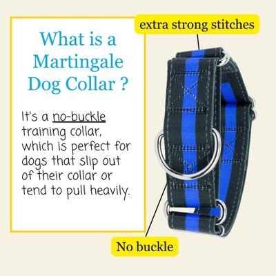 Show full view: Country Brook Petz HossFit Jr Thin Blue Line Wide Reflective Martingale Dog Collar, Medium: 15 to 21-in neck, 1.5-in wide slide 5 of 10