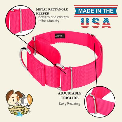 Show full view: Country Brook Petz HossFit Jr Wide Training Martingale Dog Collar, Hot Pink, Large: 18 to 26-in neck, 1.5-in wide slide 8 of 9