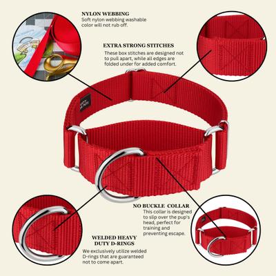 Show full view: Country Brook Petz HossFit Jr Wide Training Martingale Dog Collar, Red, Medium: 15 to 21-in neck, 1.5-in wide slide 6 of 8