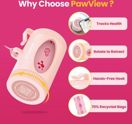 Show full view: Pawview Smart Holder with Dog Poop Bags Dispenser, Lavender scent, 15 bags, Pink slide 7 of 11