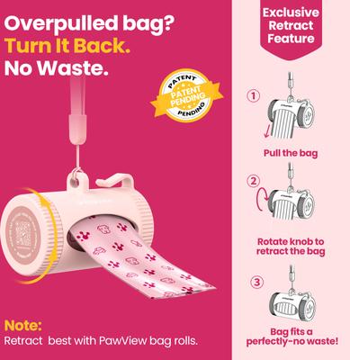 Show full view: Pawview Smart Holder with Dog Poop Bags Dispenser, Lavender scent, 15 bags, Pink slide 3 of 11