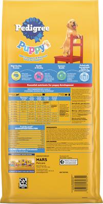 Show full view: Puppy Variety Pack: Pedigree Variety Pack Wet Food, 3.5-oz pouch, pack of 18 + Pedigree Growth & Protection Grilled Steak & Vegetable Flavor Dry Food, 3.5-lb bag + Pedigree Chopped Ground Lamb & Rice Recipe Wet Canned Food, 13.2-oz can, case of 12 + Pedigree Dentastix Small/Medium Original Chicken Flavor Dental Treats, 25 count slide 5 of 9