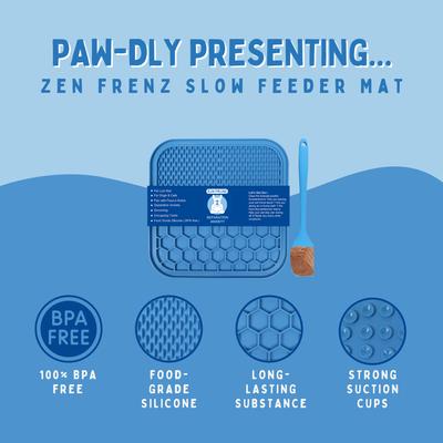 Show full view: Zen Frenz Dog & Cat Lick Mat, Blue, Medium slide 6 of 7