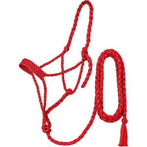 Tough1 Premium Mule Tape Funfetti Horse Halter with Lead, Red, Horse