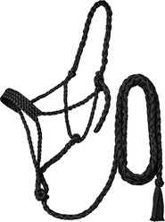 Tough1 Premium Mule Tape Horse Halter with Lead, Black, Horse