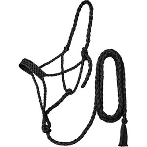 Tough1 Premium Mule Tape Horse Halter with Lead, Black, Horse