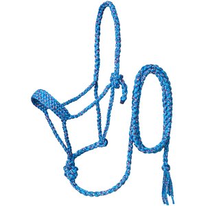 Tough1 Premium Mule Tape Funfetti Horse Halter with Lead, Turquoise, Horse