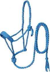 Tough1 Premium Mule Tape Funfetti Horse Halter with Lead, Turquoise, Pony