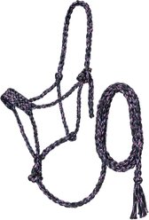 Tough1 Premium Mule Tape Funfetti Horse Halter with Lead, Black, Pony