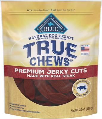 Show full view: Blue Buffalo Wilderness Chicken Recipe High-Protein Adult Dry Food, 24-lb bag + Wilderness Trail Toppers Wild Cuts Chicken & Beef Flavors Variety Pack Wet Food, 3-oz pouch, case of 12 + True Chews Premium Jerky Cuts Natural Steak Dog Treats, 30-oz bag slide 8 of 9
