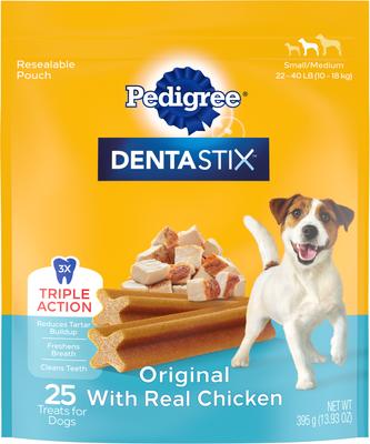 Show full view: Puppy Variety Pack: Pedigree Variety Pack Wet Food, 3.5-oz pouch, pack of 18 + Pedigree Growth & Protection Grilled Steak & Vegetable Flavor Dry Food, 3.5-lb bag + Pedigree Chopped Ground Lamb & Rice Recipe Wet Canned Food, 13.2-oz can, case of 12 + Pedigree Dentastix Small/Medium Original Chicken Flavor Dental Treats, 25 count slide 8 of 9