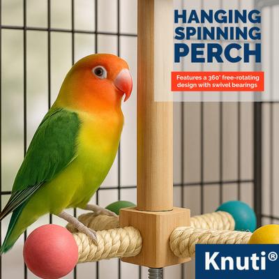Show full view: KNUTI 360° Spinning Hanging Bird Perch, Wood, Small slide 2 of 8