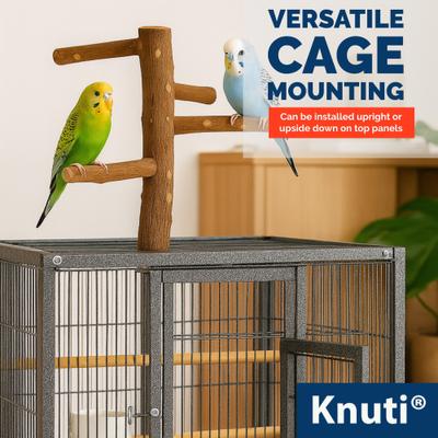 Show full view: KNUTI Hanging Natural Wood Bird Perch with 4 Branches, Wood, Medium slide 3 of 9