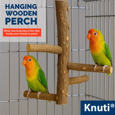 Show full view: KNUTI Hanging Natural Wood Bird Perch with 4 Branches, Wood, Medium slide 2 of 9