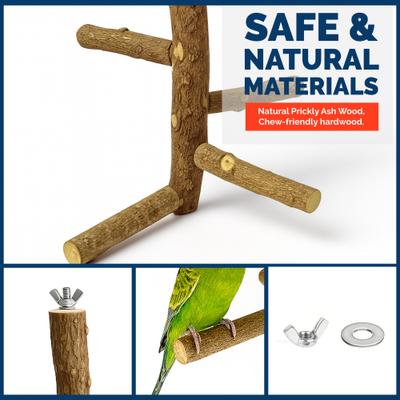 Show full view: KNUTI Hanging Natural Wood Bird Perch with 4 Branches, Wood, Medium slide 5 of 9