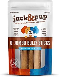 Jack & Pup Odor-Free Jumbo Beef Bully Sticks 6-in Dog Chew, 3 count
