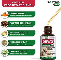 TOBYDIC Natural Intestinal Defense for Internal with Toxins Removal & Anti-Inflammatory Liquid Supplement for Dogs & Cats, 2-fl oz bottle slide 2 of 7