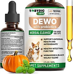 TOBYDIC Natural Intestinal Defense with Probiotic Toxins Removal & Anti-Inflammatory Liquid Supplement for Dogs & Cats, 2-fl oz bottle